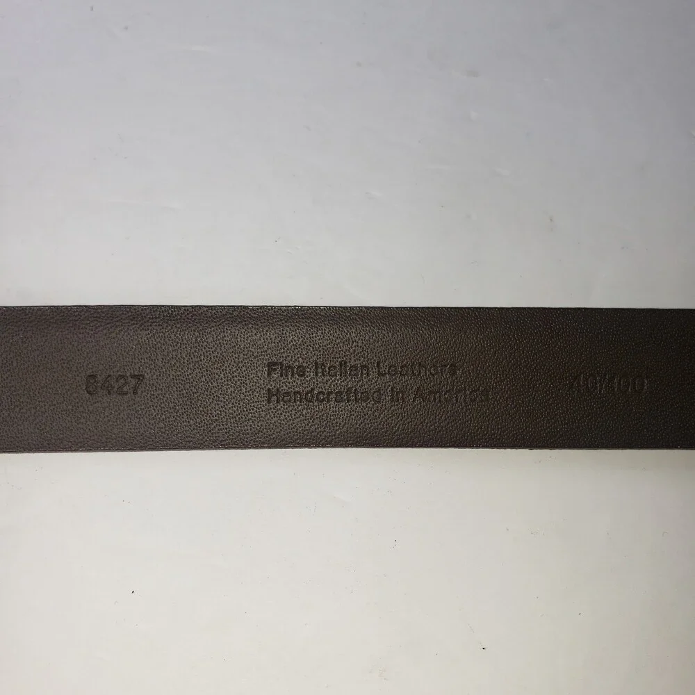 Brown Italian Leather Belt with Silver Hardware Mens Size 40
